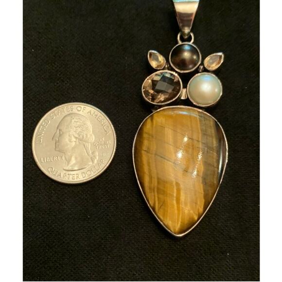 Arya Sterling Silver Multi Stone Pendant - Picture 3 of 4